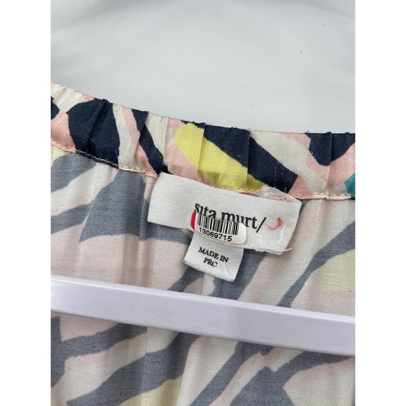 Sita Murt Multicolor Patterned Short Sleeve V-Neck Midi Dress Size 38 - Picture 6 of 8